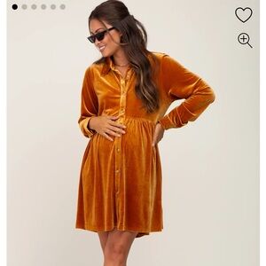 PINKBLUSH Velvet button down dress |maternity|